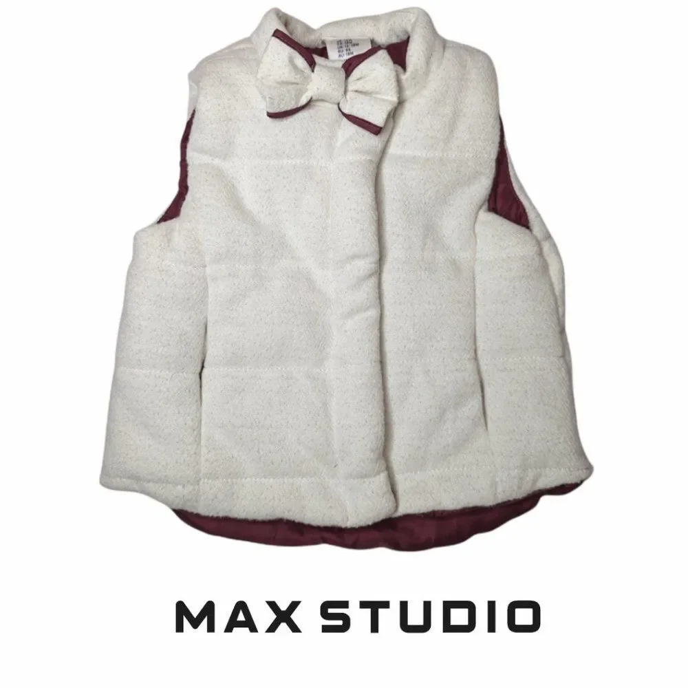 Max Studio Baby Puffer Bow Tie Vest, Size 18 Months